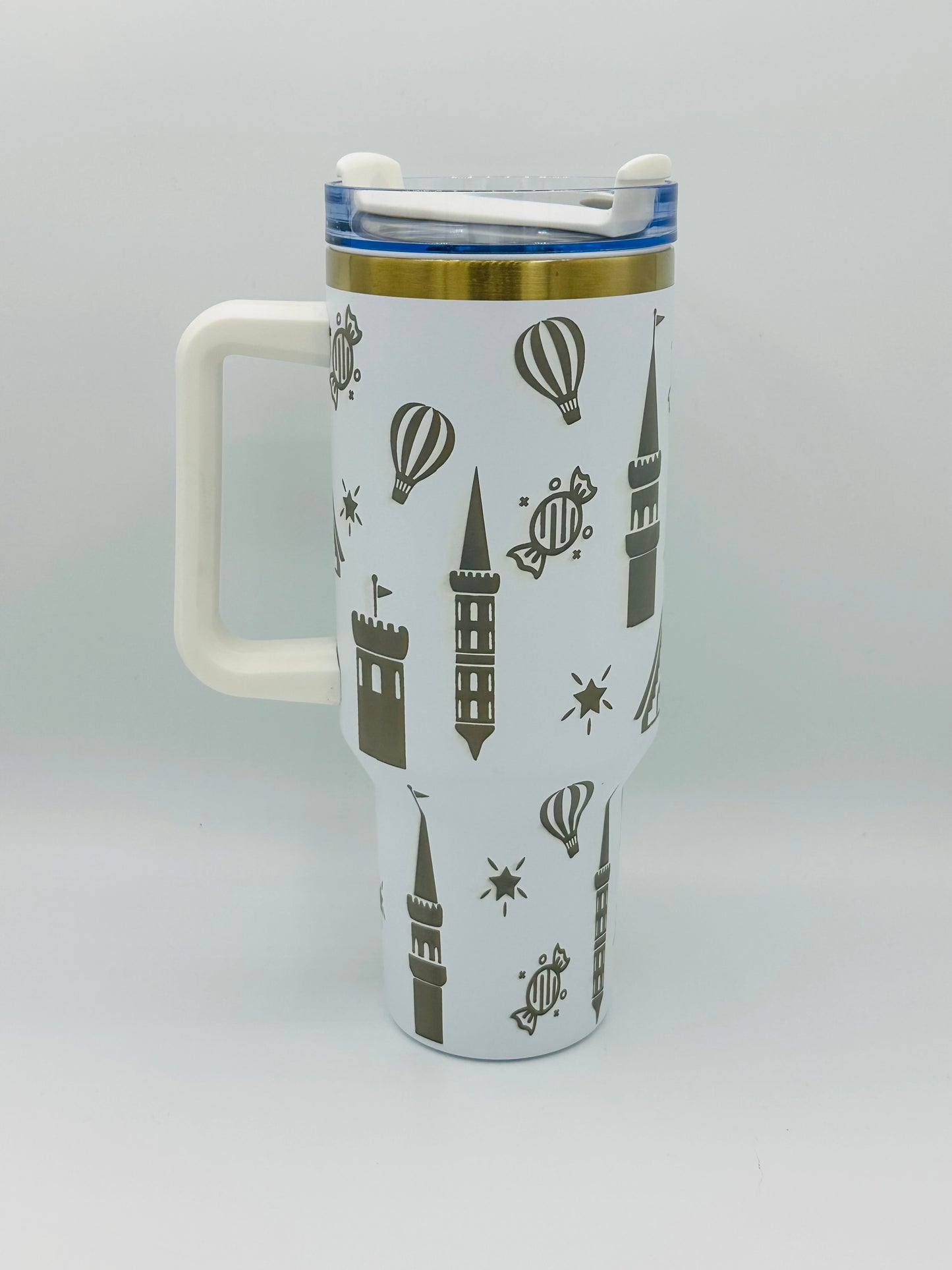 WD theme 40 oz white tumbler